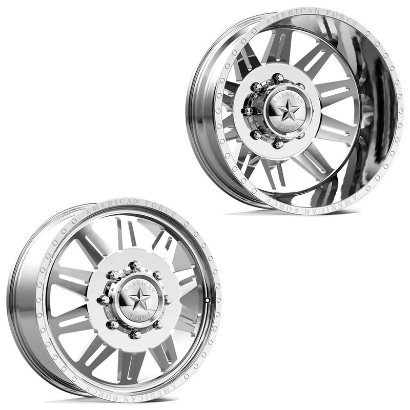 24×8.25 American Force DB04 Clutch Polished PRE-11 GM DUALLY Wheels 8×6.5 Set of 6 (Fits up to 12.50 tire)