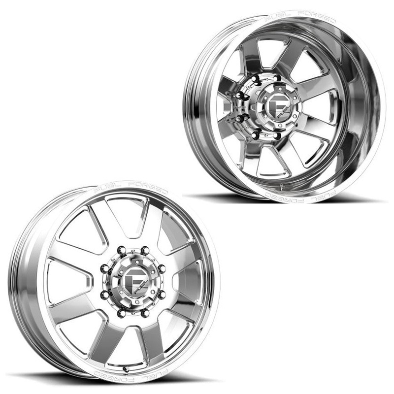 24×8.25 Fuel Forged FF09D Polished 11-UP GM DUALLY Wheels 8×210 Set of 6 (Fits UP to 12.50 tire)