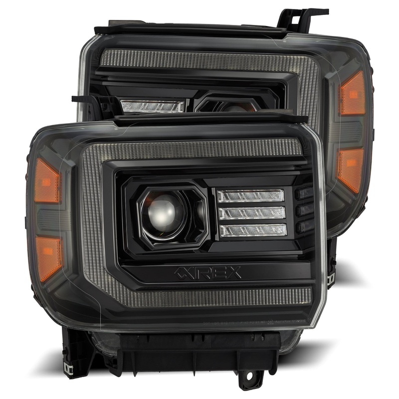 ALPHAREX 2014-2018 GMC Sierra LUXX-Series LED Projector Headlights Alpha-Black
