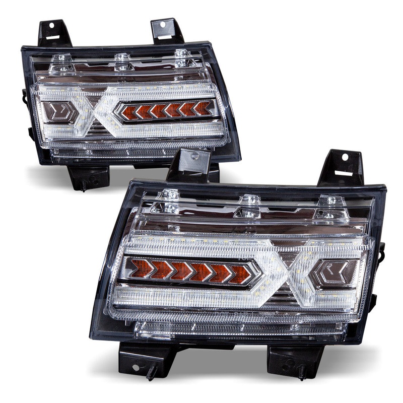 For 2018-2024 Jeep Wrangler JL/Jeep Gladiator JT Fender Flares Sequential Turn Lights – Chrome / Clear