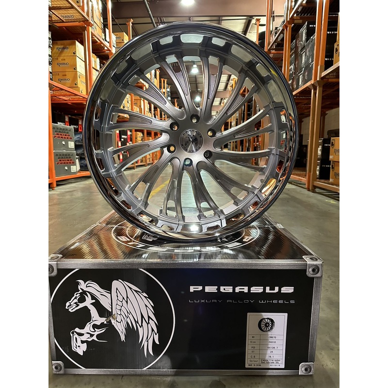 SET OF 2 PEGASUS 24×10 + 2 PEGASUS 24×9 STAGGERED STREET 6X139.7 CHROME SSL