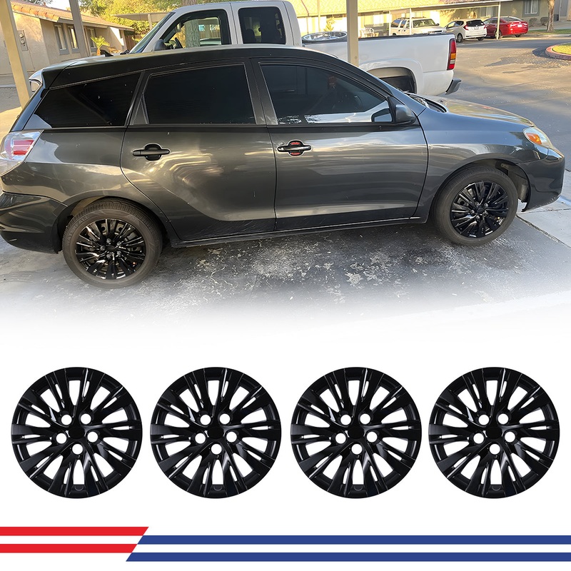 WINJET 16′ Hubcaps Wheel Rims Cover for 2012-2014 TOYOTA CAMRY – Black Lacquer