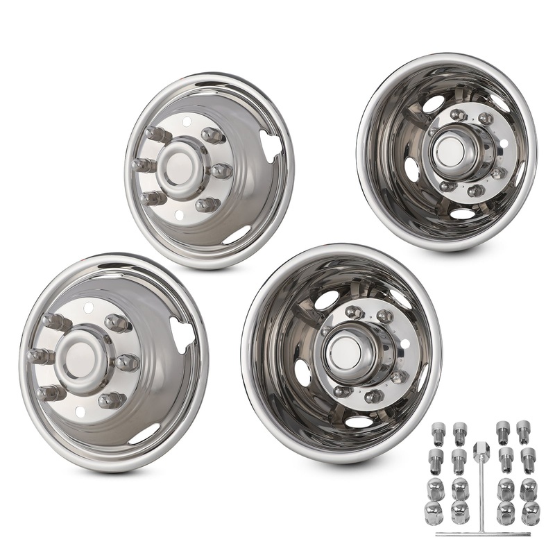 WINJET 17″ 8 lugs 5 Hand Holes Dually Wheel Simulators for 2011-2024 Chevy and GMC 3500