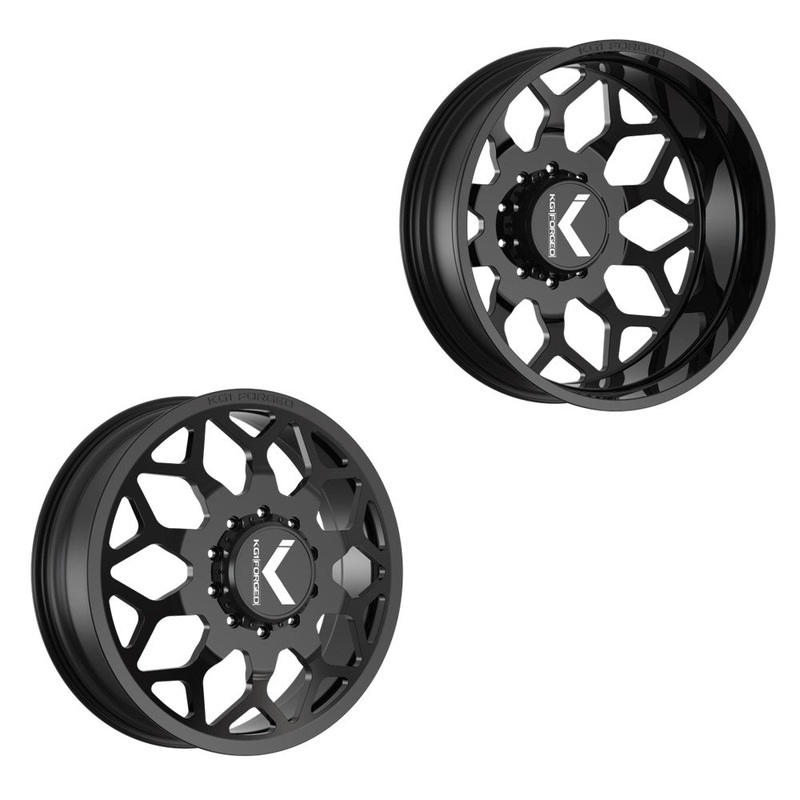 26×8.25 KG1 Forged KD016 Luxor Gloss Black FORD/DODGE DUALLY Wheels 10×225 Set of 6 (Fits up to 12.50 tire)