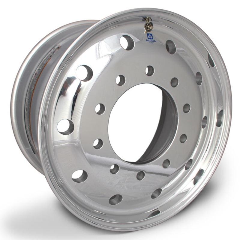 22.5×12.25 Alcoa 10x285mm Hub Pilot Mirror Polish Flat Face Wheel Front Only (4.75″ offset)