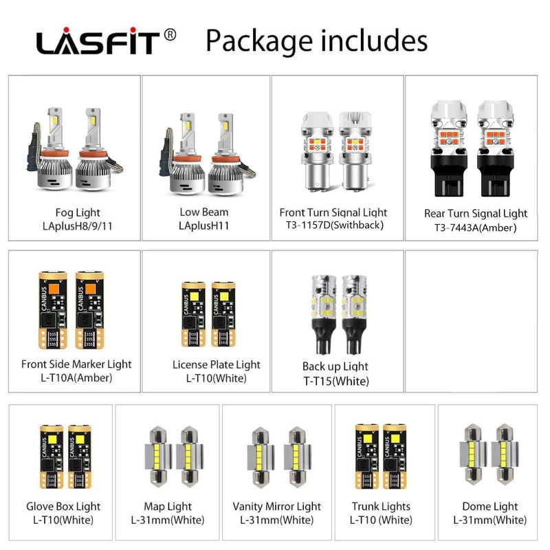 Fit for 2008-2012 Honda Accord LED Headlight Fog Exterior Interior Light Bulbs