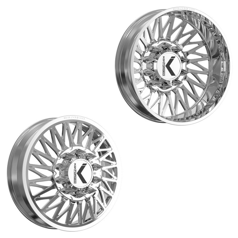 22×8.25 KG1 Forged KD054 Glaze Polished GM/DODGE DIRECTIONAL DUALLY Wheels 8×6.5 Set of 6 (Lug Nuts/Adapters Included) Fits up to 13.50 tire