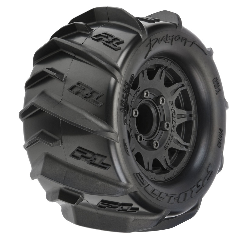 Pro-Line 1/10 Dumont Front/Rear 2.8″ MT Tires Mounted 12mm Blk Raid (2)