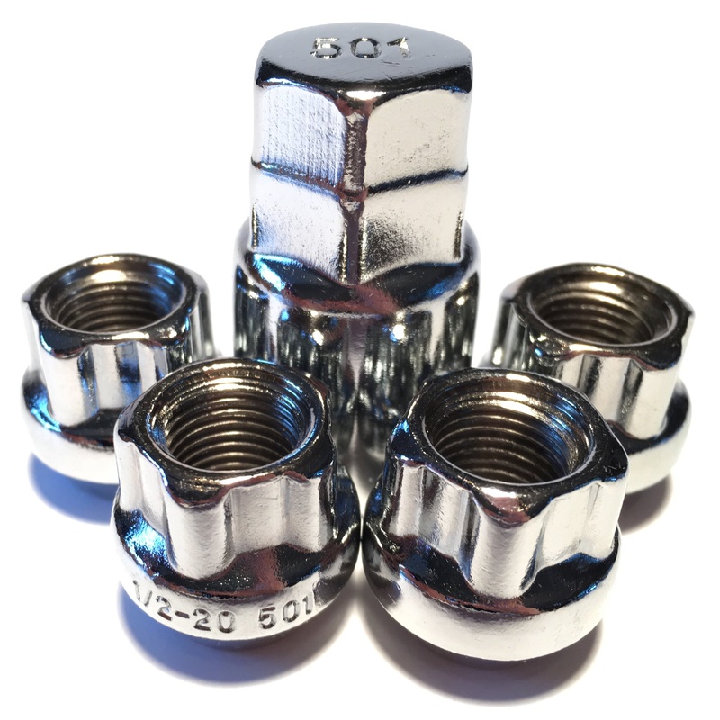 Chrome Bulge Acorn 1/2-20 Open End Locking Lug Nu Wheel Lock Set for Jeep JK CJ
