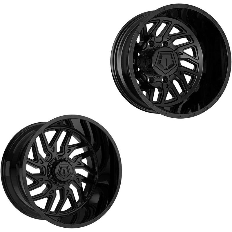 20×9 TIS 544B Gloss Black PRE-11 GM PRE-19 DODGE DUALLY SUPER SINGLE Wheels 8×6.5 Set of 6 (Fits UP to 12.50 tire)