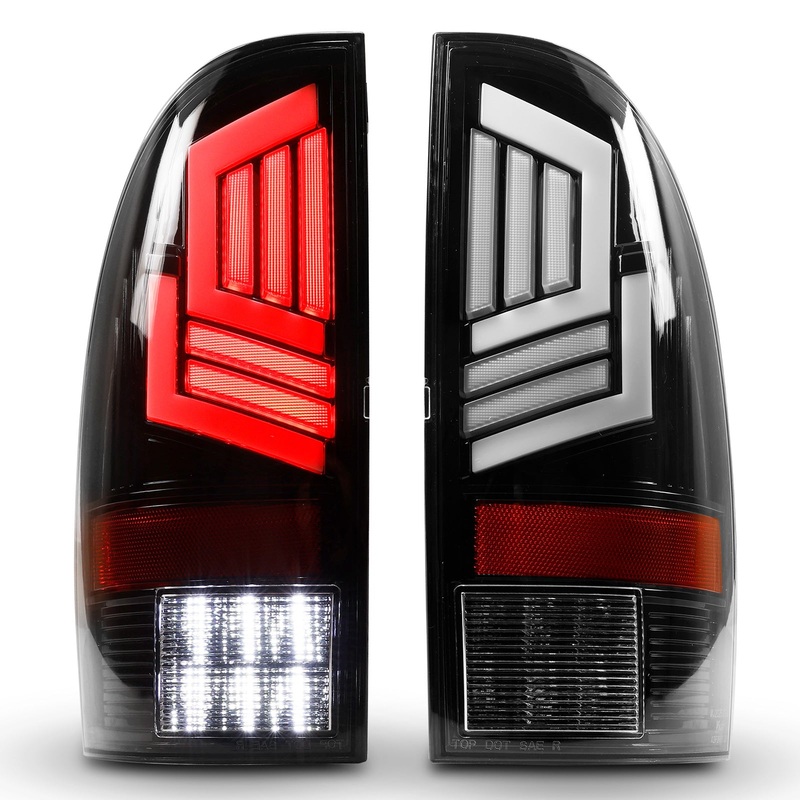 For 2005-2015 Toyota Tacoma Taillights LED Assembly Replacement – Glossy Black/Clear