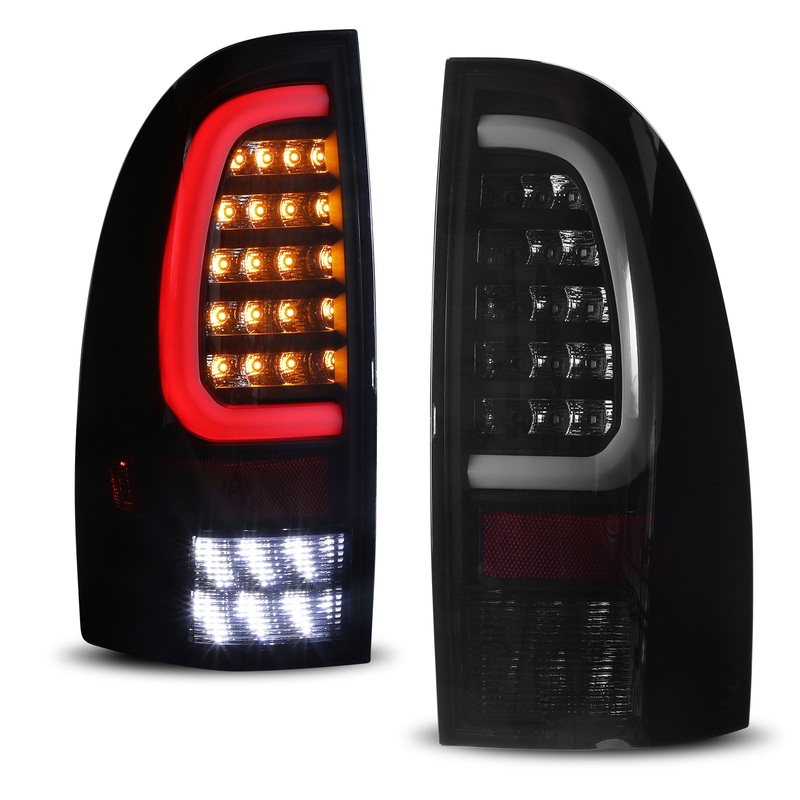 For 2005-2015 Toyota Tacoma LED Sequential Tail Light w/Yellow Turn Signal – Black / Smoke
