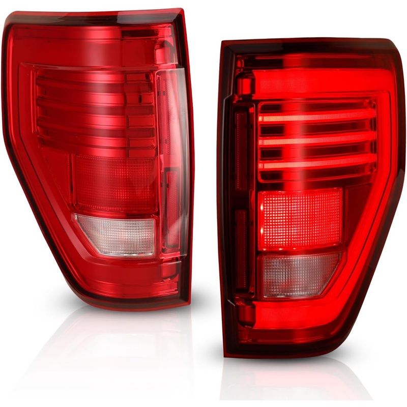 For 2009-2014 Ford F-150 LED Tail Lights – Chrome/ Red