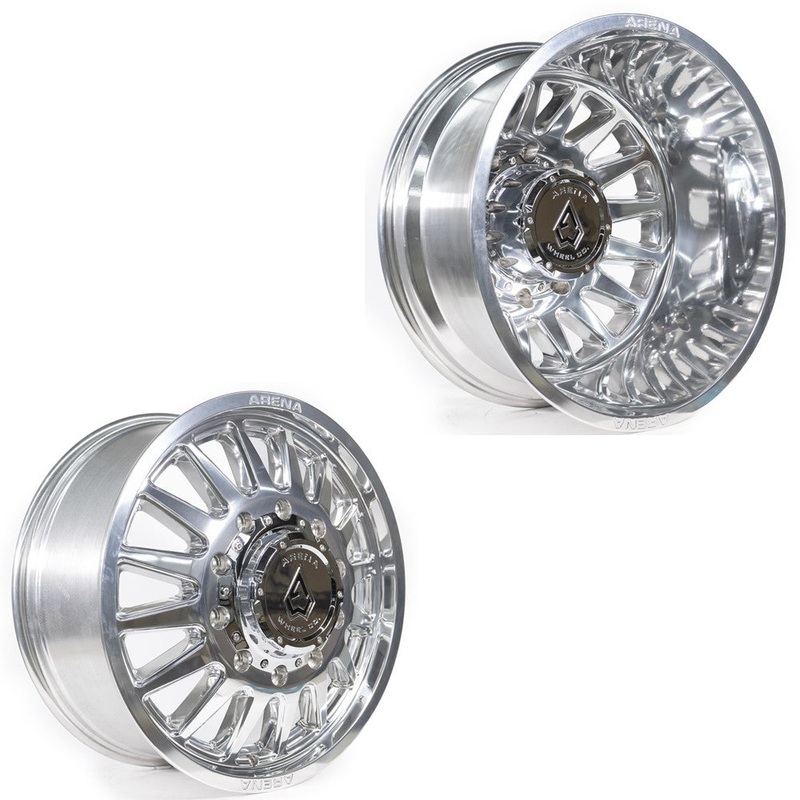 22×8.25 Arena A110 Rival Milled and Polished FORD F-450/F-550 DODGE 4500/5500 DUALLY Wheels 10×225 Set of 6 (Fits UP to 12.50 tire)
