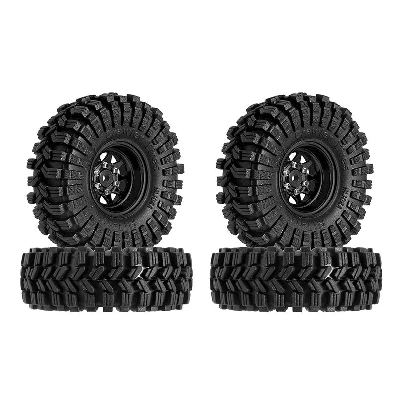 INJORA 1.0″ 62*22mm -3.78mm Offset Beadlock Wheel Rims Tires Set for 1/24 RC Crawlers (4)
