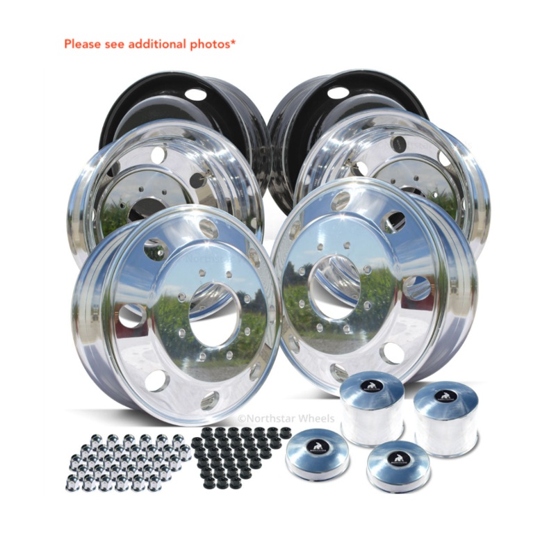 19.5×6 Northstar Mirror Polished Both Sides  8×6.5″ 6 Wheel Direct Bolt Kit (returned items)