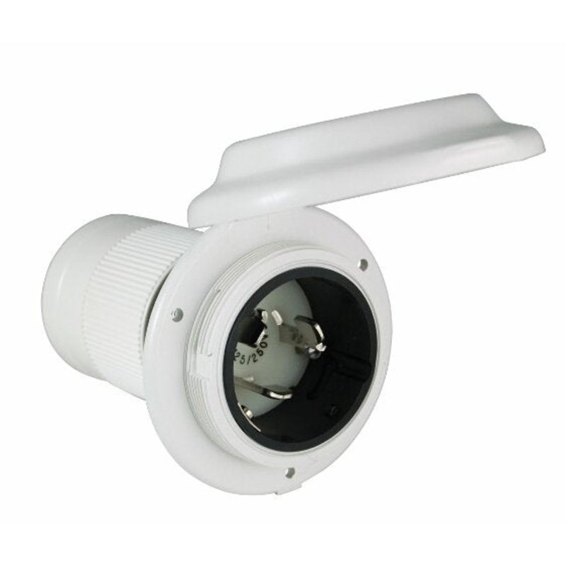 Marinco ParkPower 6344EL-BRV White Contour Power Inlet with Stainless Steel Trim