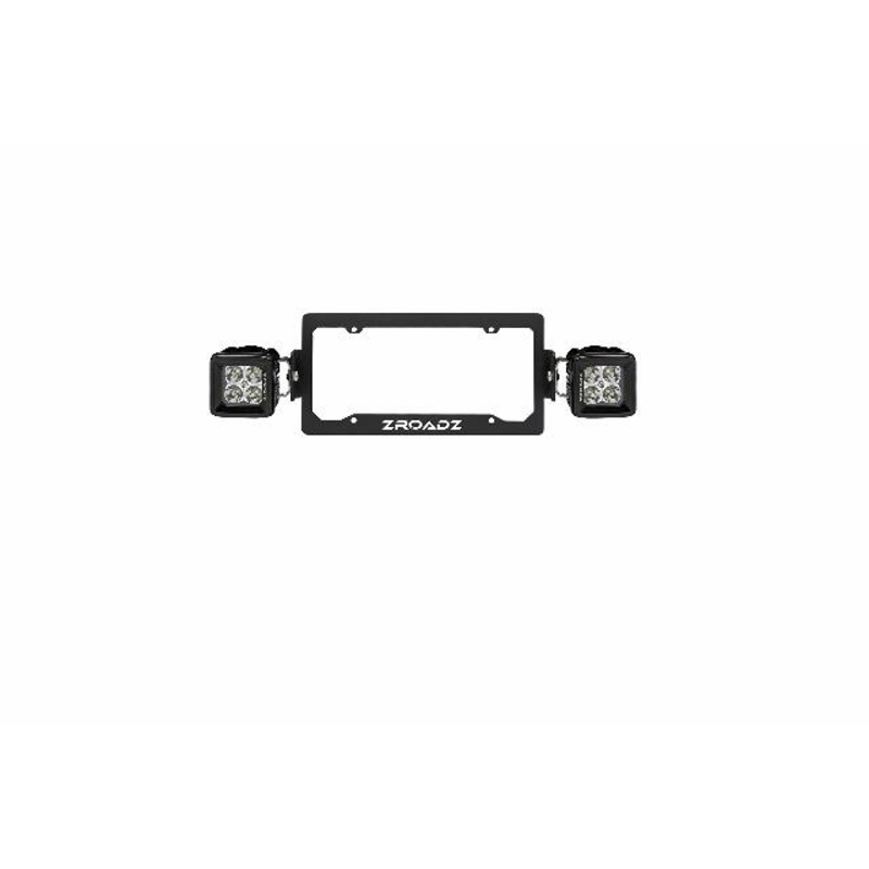 ZROADZ Universal LED License Plate Frame Bracket KIT- Black Mild Steel – Bolt-ON Includes (2) 3 Inch LED Pod Lights and Harness PN#Z310005-KIT