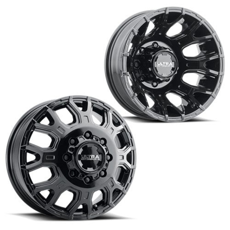 17×6.5 Ultra 022BK Scorpion Gloss Black PRE-11 GM PRE-19 DODGE DUALLY Wheels 8×6.5 Set of 4 (Fits Stock Tire Sizing)