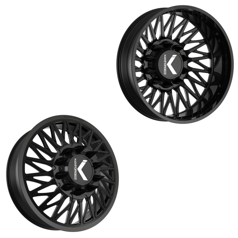 22×8.25 KG1 Forged KD054 Glaze Gloss Black 11-UP GM DIRECTIONAL DUALLY Wheels 8×210 Set of 6 (Lug Nuts/Adapters Included) Fits up to 13.50 tire