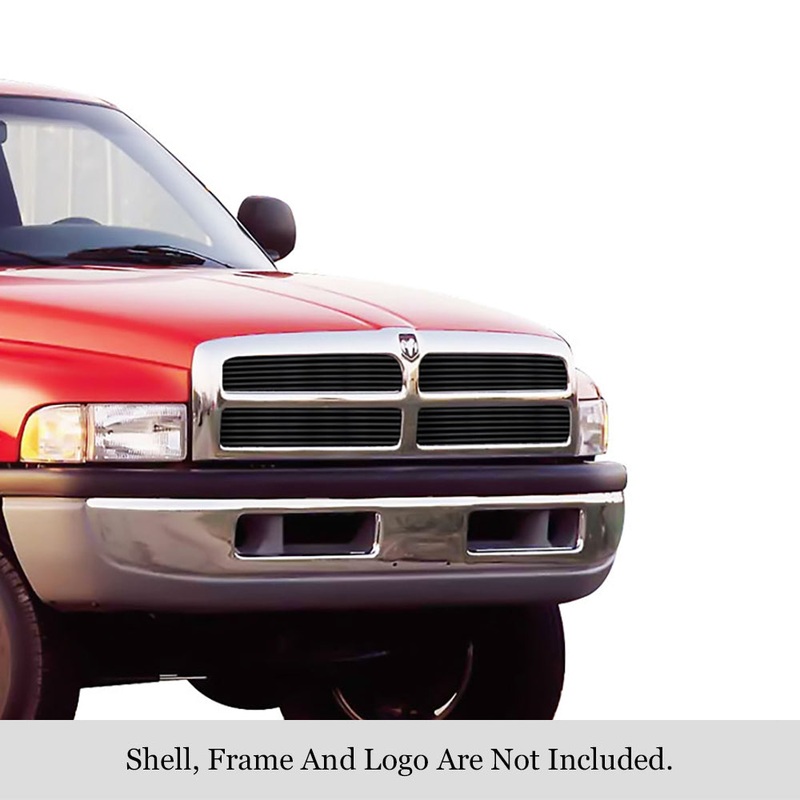APS GR04HEJ30J Main Upper Black Stainless Steel Billet Grille Fits 1994-2001 Dodge Ram