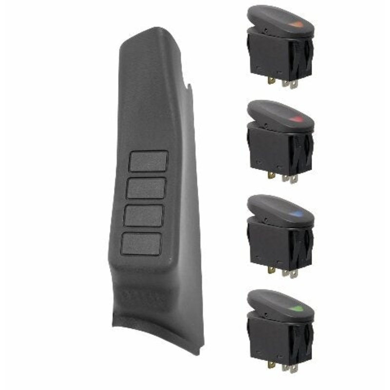 Rugged Ridge 17235.96 Switch Pod Kit, A-Pillar, 4 Switches, Black, LHD; 11-18 Wrangler JK