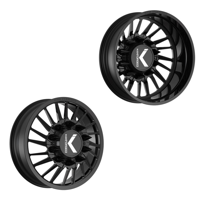 24×8.25 KG1 Forged KD038 Javelin-D Gloss Black 05-UP FORD DIRECTIONAL DUALLY Wheels 8×200 Set of 6 (Lug Nuts/Adapters Included) Fits UP to 13.50 tire