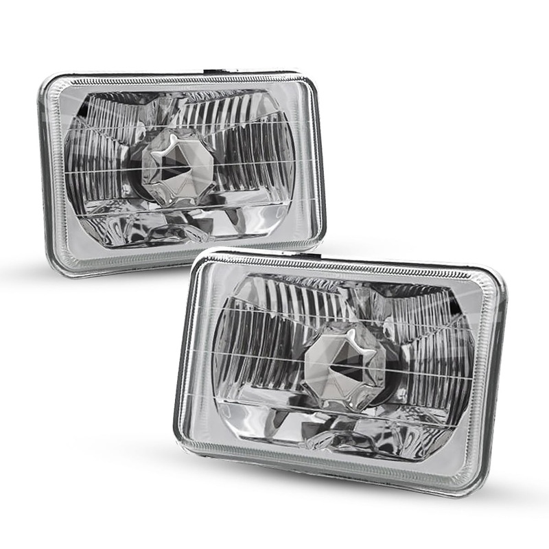 For Chevrolet GMC Ford Nissan American Motors Buick Subaru Toyota Cadillac 4″ x 6″ Rectangular Halogen Bulb Headlights (H4651, 165mm) – Clear