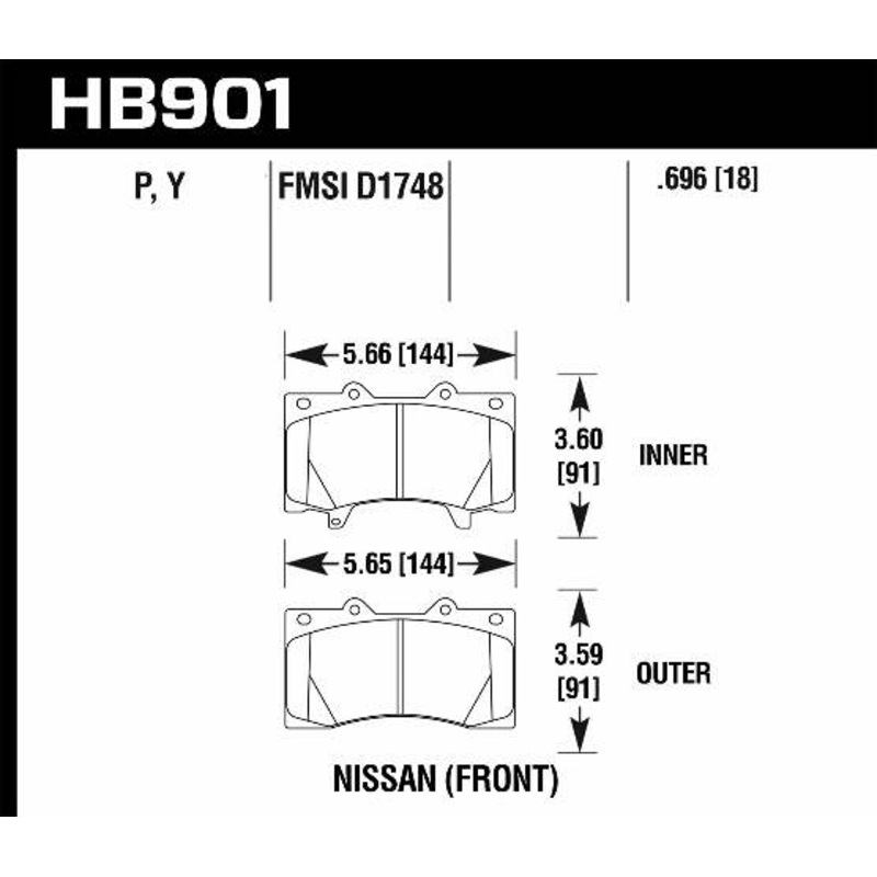 Hawk Performance HB902Y.587 LTS Disc Brake Pad Fits 14-19 Armada QX80