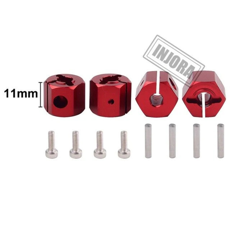 INJORA 12mm Red Metal Wheel Hex Hub Extenders For 1/10 RC Crawlers
