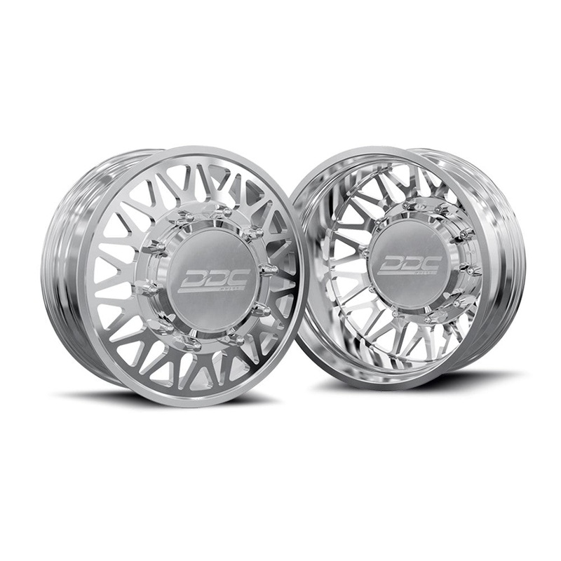 22×8.25 DDC Mesh Polished FORD F-450/F-550 DODGE 4500/5500 FORGED DUALLY Wheels 10×225 Set of 6 (Lug Nuts AND Billet Lug Covers Included) Fits UP to 12.50 tire