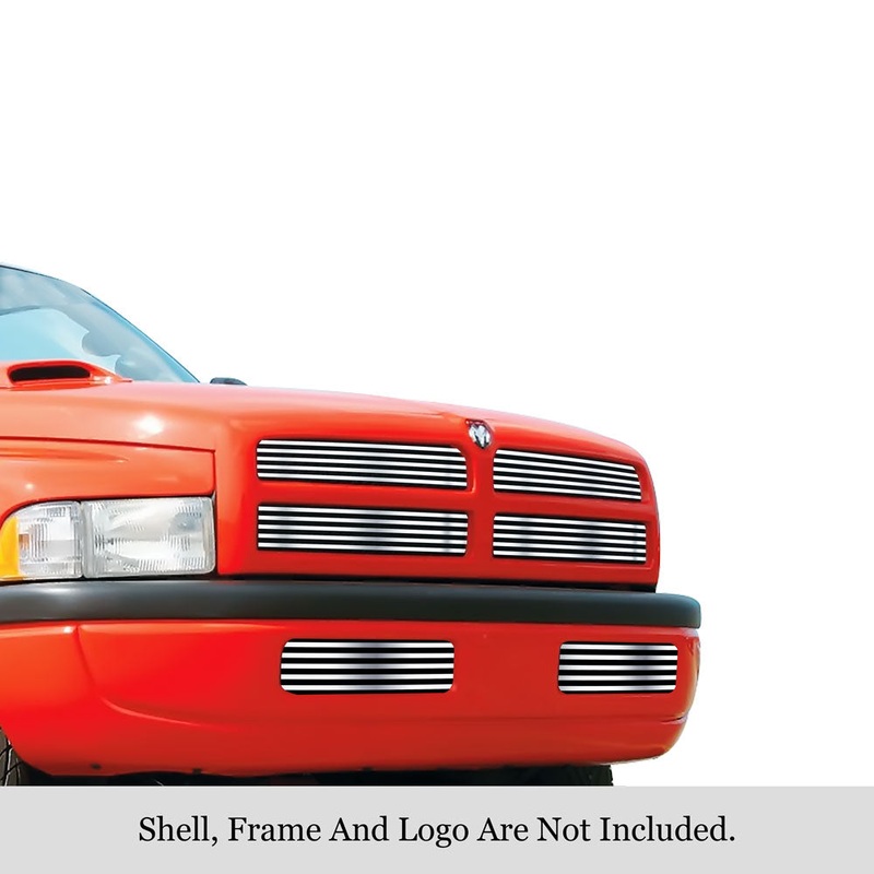 APS GR04HGI14S Main Upper&Lower Bumper Stainless Steel Billet Grille Fits 1994-2001 Dodge Pickup