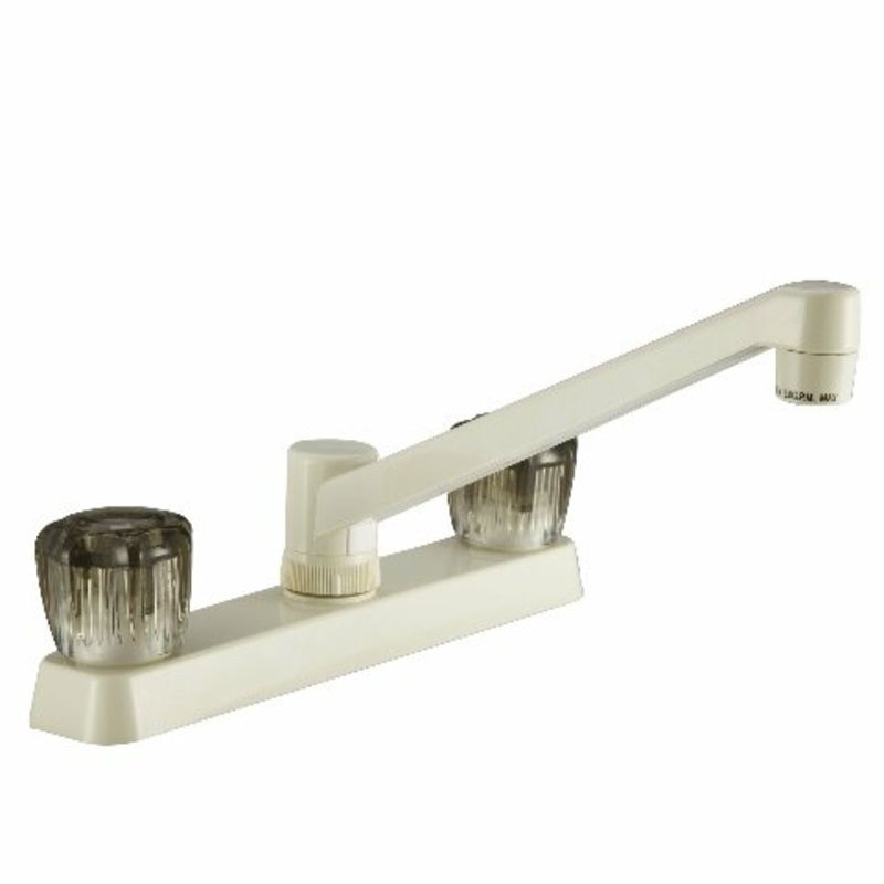 Dura Faucet DF-PK600S-BQ RV Kitchen Sink Faucet with Smoked Acrylic Knobs (Bisque Parchment)