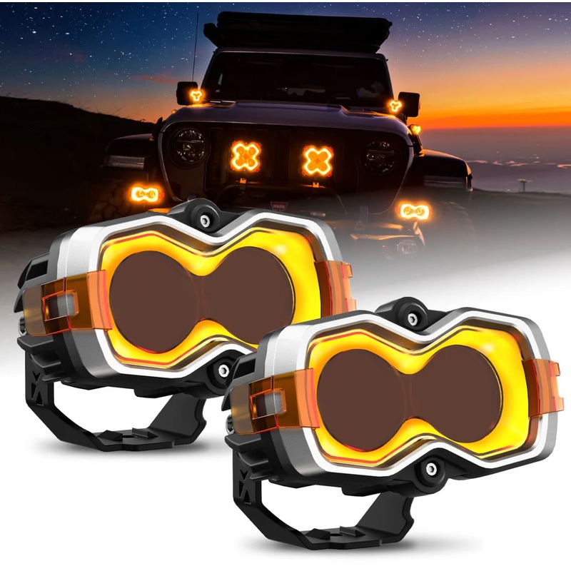 NOVSIGHT Halo Series 4.5-Inch LED Pod Light w/ DRL Twin Light System Pair Light Kits