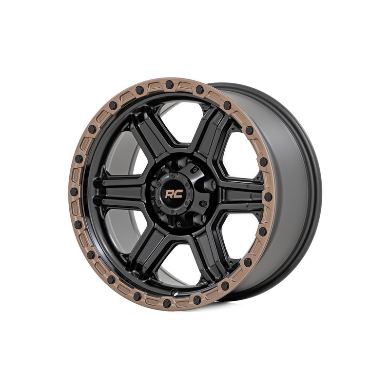 Rough Country 79 Series Wheel | One-Piece | Semi Gloss Black w/Bronze Ring | 15×8 | 5×5.5 | -19mm