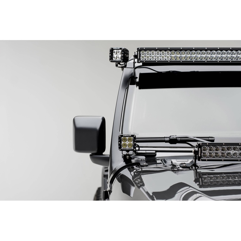 ZROADZ Z374831-BK2 Black Mild Steel Front Roof LED Bracket Fits 2019-2023 Jeep Gladiator