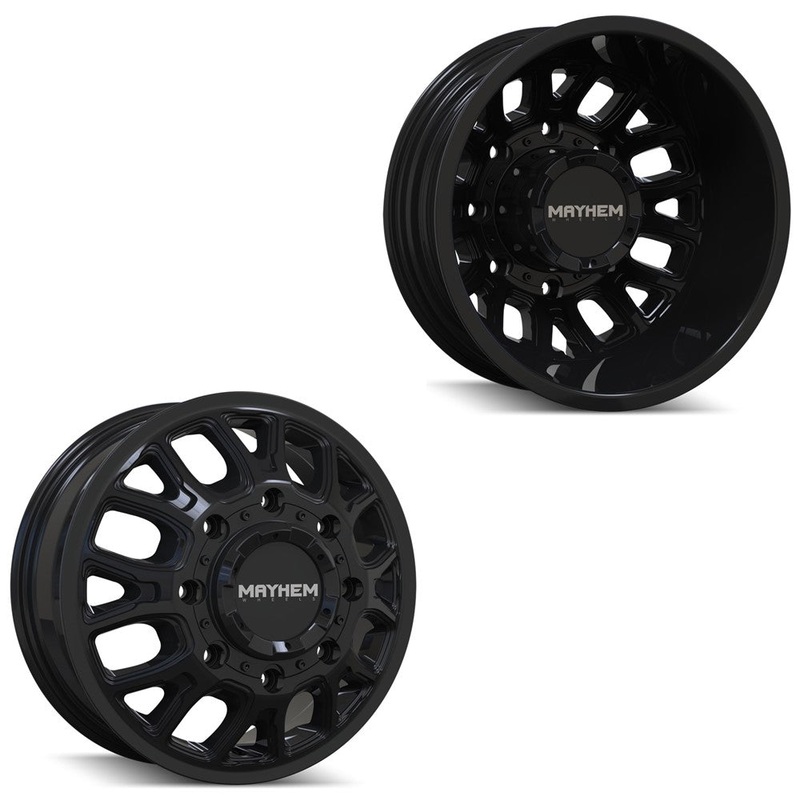 17×6.5 Mayhem 8107D Cogent Gloss Black PRE-11 GM PRE-19 DODGE DUALLY Wheels 8×6.5 Set of 4 (Fits Stock Tire Sizing)