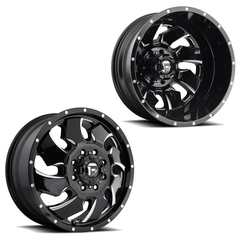 20×8.25 D574 Fuel Cleaver Blk Milled 99-04 FORD DUALLY Wheels 8×170 Set of 6 (Fits UP to 13.50 tire)