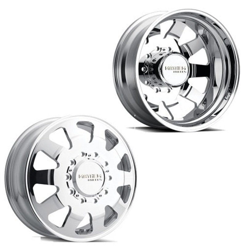 22×8.25 Mayhem 8181 Challenger Pol BIG RIG Wheels W/Caps 10×285 Set of 6 (Fits UP to 12.50 tire)