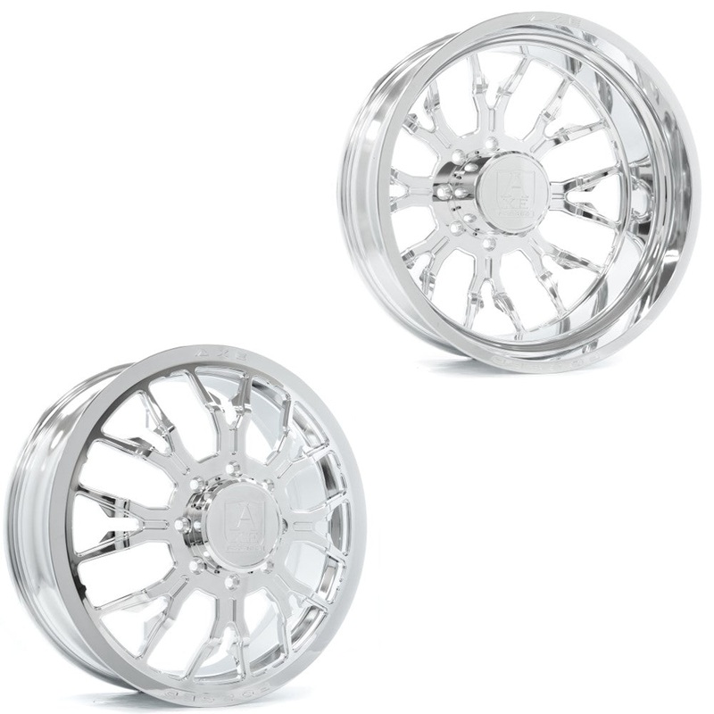24×8.25 Axe AF6 Polished 05-UP FORD 19-UP DODGE FORGED DUALLY Wheels 8×200 Set of 6 (Fits UP to 13.50 tire)