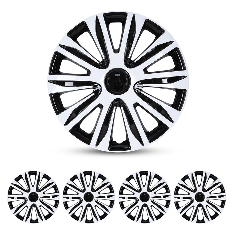 WINJET 16 inch Hubcaps Wheel Covers 5083 – Black & White Lacquer