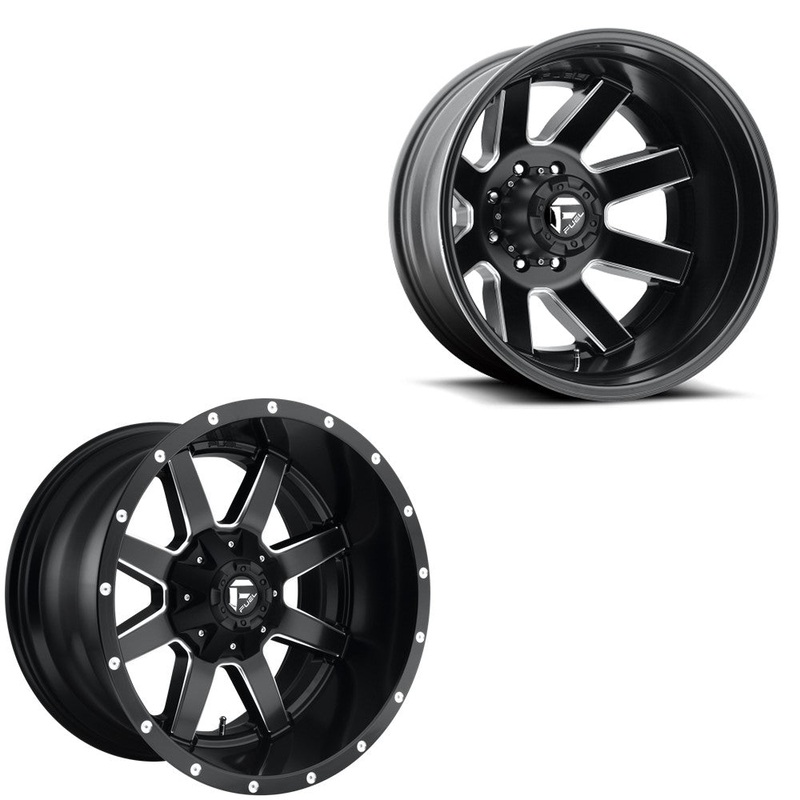 22×10 Fuel D538 Maverick Matte Black Milled 19-UP DODGE DUALLY SUPER SINGLE Wheels 8 Lug Set of 6 (Fits UP to 13.50 tire)