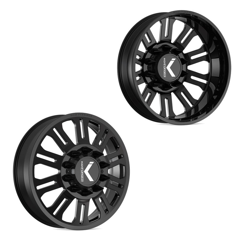 24×8.25 KG1 Forged KD004 Duel-D Gloss Black 05-UP FORD DUALLY Wheels 8×200 Set of 6 (Lug Nuts/Adapters Included) Fits UP to 13.50 tire