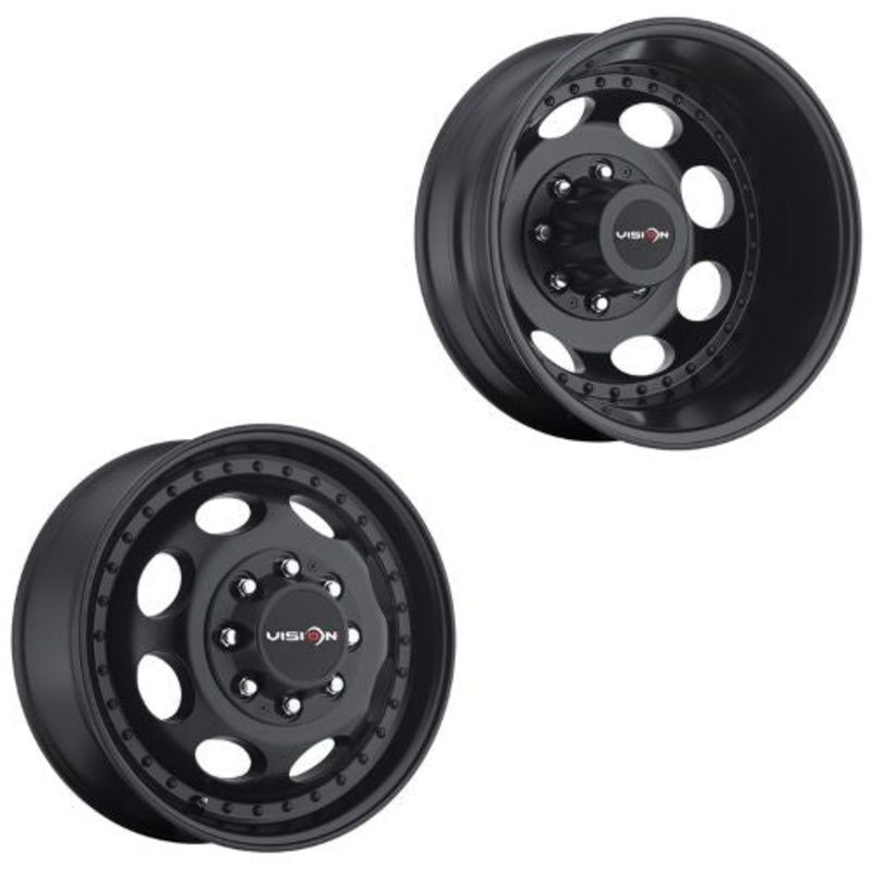 17×6.5 Vision 181 Hauler Dually Matte Black 11-UP GM Wheels 8×210 Set of 4 (Fits Stock Tire Sizing)