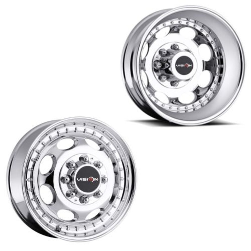 19.5×6.75 Vision 181 Hauler Dually Chrome PRE-99 FORD Wheels 8×6.5 Set of 6 (Fits Stock Tire Sizing)