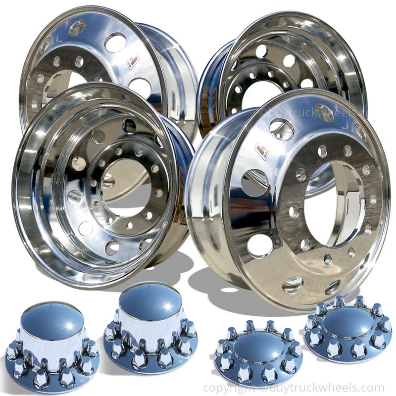 Accuride 22.5×8.25 Polished 10×285.75 Set of 4 Wheel Kit