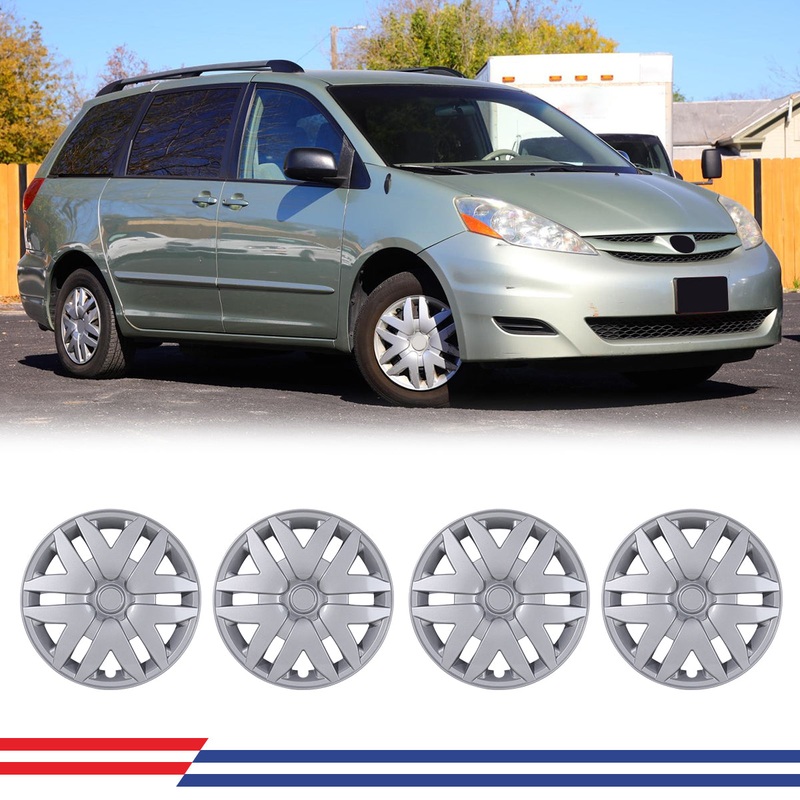 WINJET 16′ Hubcaps Wheel Rims Cover for 2004-2010 TOYOTA SIENNA – Sliver