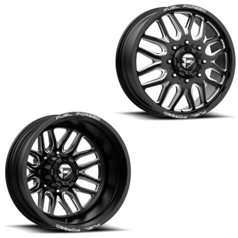 22×8.25 FF66D Fuel Forged Matte Blk Mill 05-UP FORD 19-UP DODGE DUALLY Wheels 8×200 Set of 6 (Fits UP to 12.50 tire)