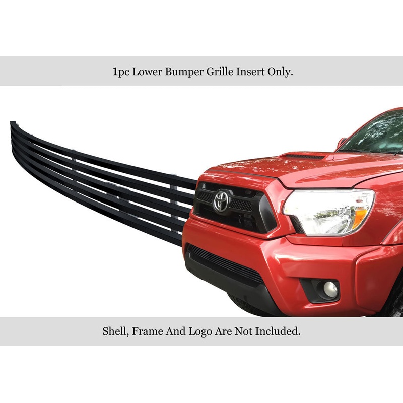 APS GR20FFI38J Lower Bumper Black Stainless Steel Billet Grille Fits 2012-2015 Toyota Tacoma