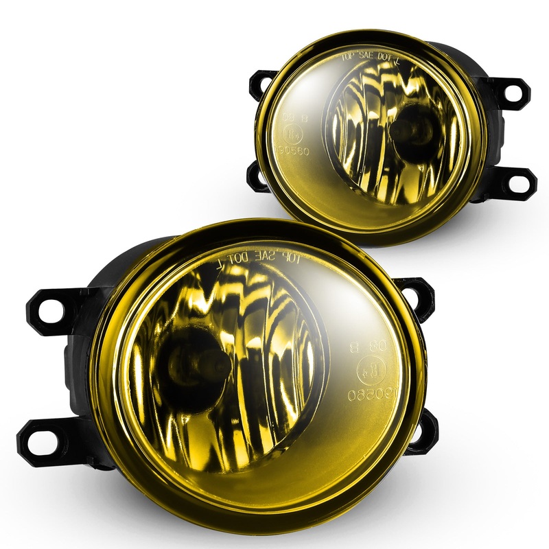 For 2008-2013 Lexus LX570/ RX350 2009-2012 Toyota Matrix/ Venza 2006 Scion xA Fog Lights OEM Replacement with Halogen H11 Bulbs – Chrome/ Yellow